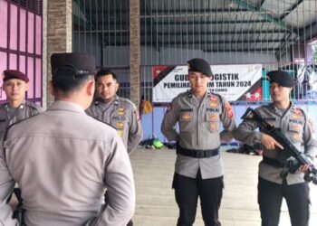 Jelang Pemilu 2024, Polres Ciamis Giat Pengamanan Penjagaan Gudang Logistik KPU Desa Cisadap