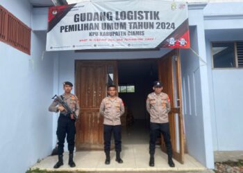 Ops Mantap Brata Lodaya, Polres Ciamis Bersiaga di Gudang Dekopinda Lokasi Logistik KPU