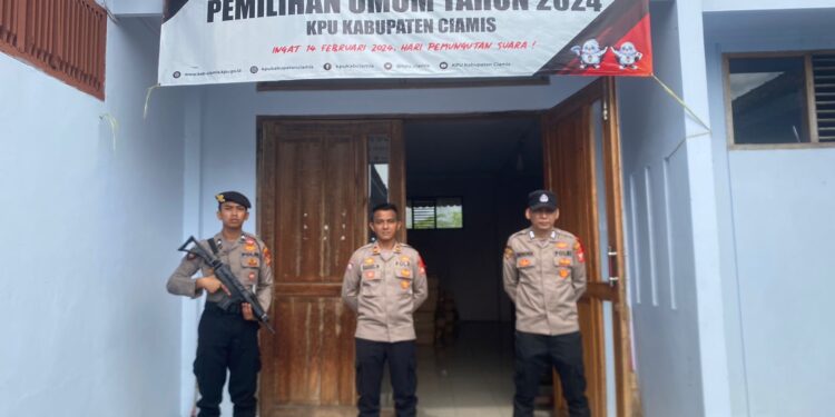 Ops Mantap Brata Lodaya, Polres Ciamis Bersiaga di Gudang Dekopinda Lokasi Logistik KPU