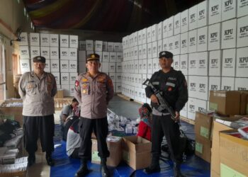 Ops Mantap Brata Lodaya, Polres Ciamis Siagakan Anggota Pengamanan di Gudang Logistik KPU