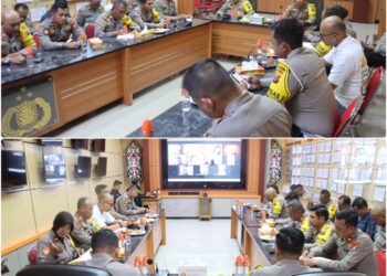 Kapolres Kotim Pimpin Langsung Vidcon Dengan Polsek Jajaran Sampaikan Petunjuk dan Arahahan Kapolda Kalteng