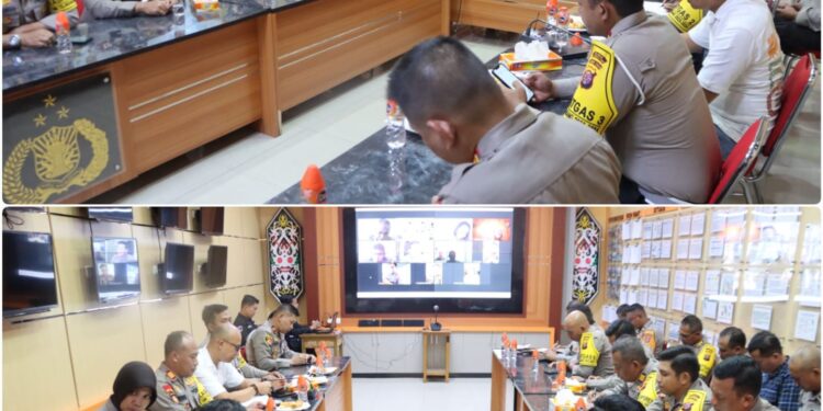 Kapolres Kotim Pimpin Langsung Vidcon Dengan Polsek Jajaran Sampaikan Petunjuk dan Arahahan Kapolda Kalteng