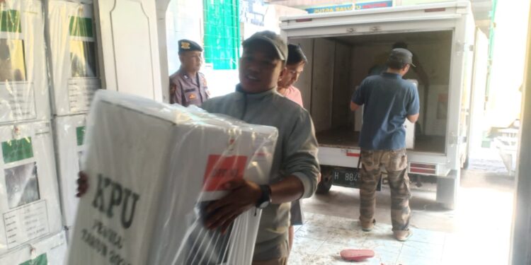 Polsek Panjalu Giat Pengamanan Logistik Pemilu Berupa Kotak Suara dan Surat Suara DPD RI PPK Panjalu