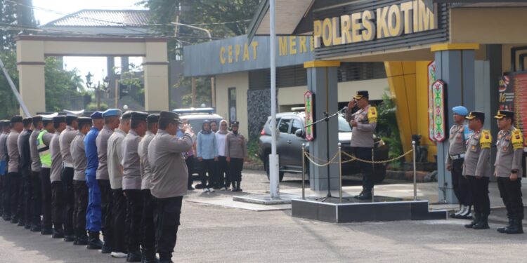 Kapolres Kotim Sampaikan Arahan Pengamanan Pemilu 2024 Dalam Apel Pagi