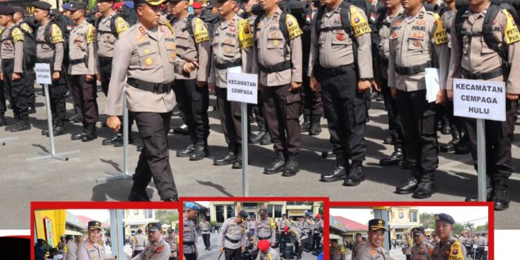 Kapolres Kotim Pimpin Apel Pergeseran Pasukan Dalam Rangka PAM TPS Pemilu 2024