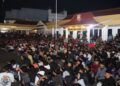 Ratusan pecinta sepakbola Sukabumi nonton bareng laga semifinal AFC U23 Asian Cup di halaman Mapolres Sukabumi Kota dengan tertib.