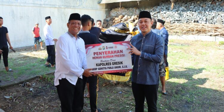 Tradisi Kebahagiaan Idul Adha, Kapolres Gresik Bagikan 86 Hewan Kurban