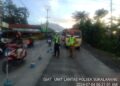 Unit Lantas Polsek Sukalarang Atur Lalu Lintas di Lokasi Perbaikan Jalan Masional Coran