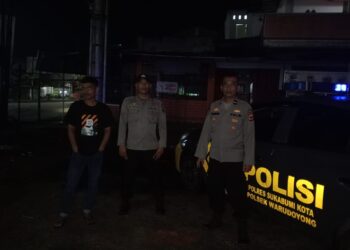 Antisipasi Gukamtibmas, anggota patroli  Polsek Warudoyong Polres Sukabumi Kota Gencar Laksanakan Patroli Malam Hari.