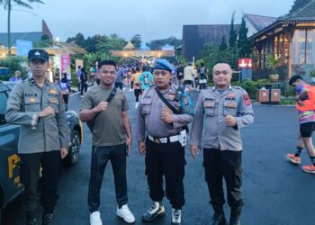 Kegiatan trail run kembali digelar mendapat pengamanan dari Polsek Sukaraja bersama perangkat desa Cisarua Kecamatan Sukaraja