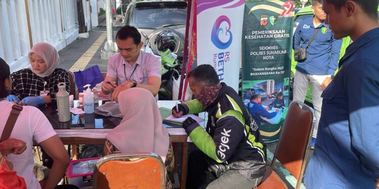 Sambut Hari Bhayangkara ke-79, Polres Sukabumi Kota Gelar Pemeriksaan Kesehatan Gratis