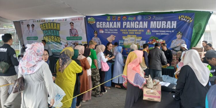 Gerakan Pangan Murah Polres Sukabumi Kota Diserbu Warga